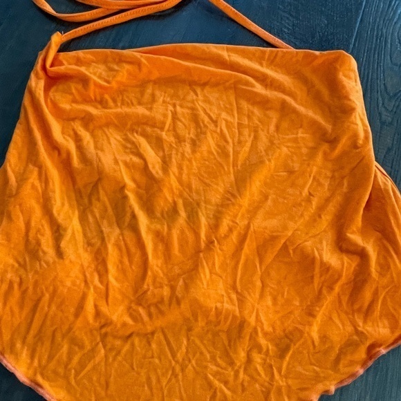 SHEIN BAE‎ Neon Orange Tie Back Bandana Halter Top & Ruched Skirt Set - Picture 7 of 7